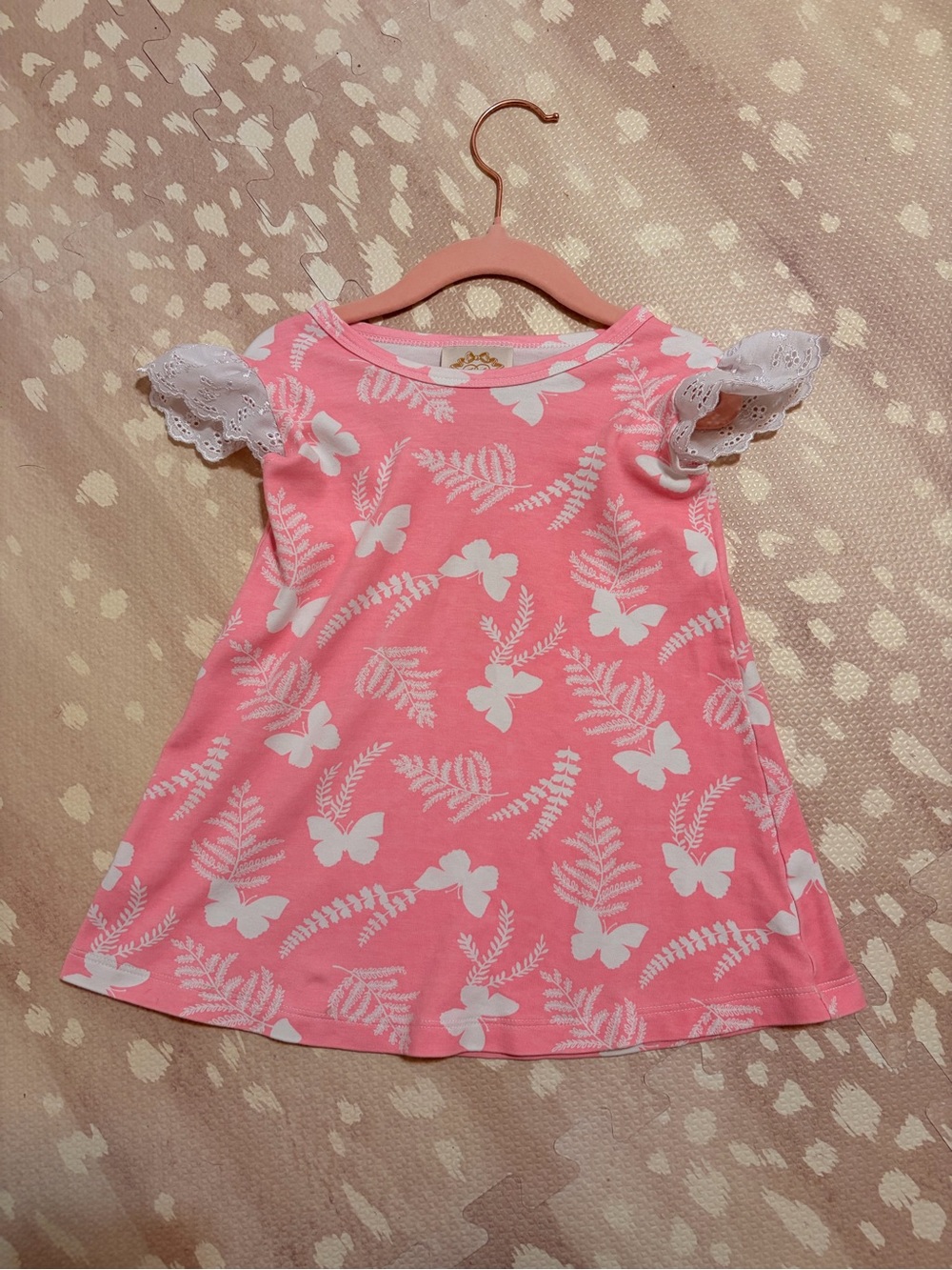 The Beaufort Bonnet Company Pink Butterfly & Fern Print Dress